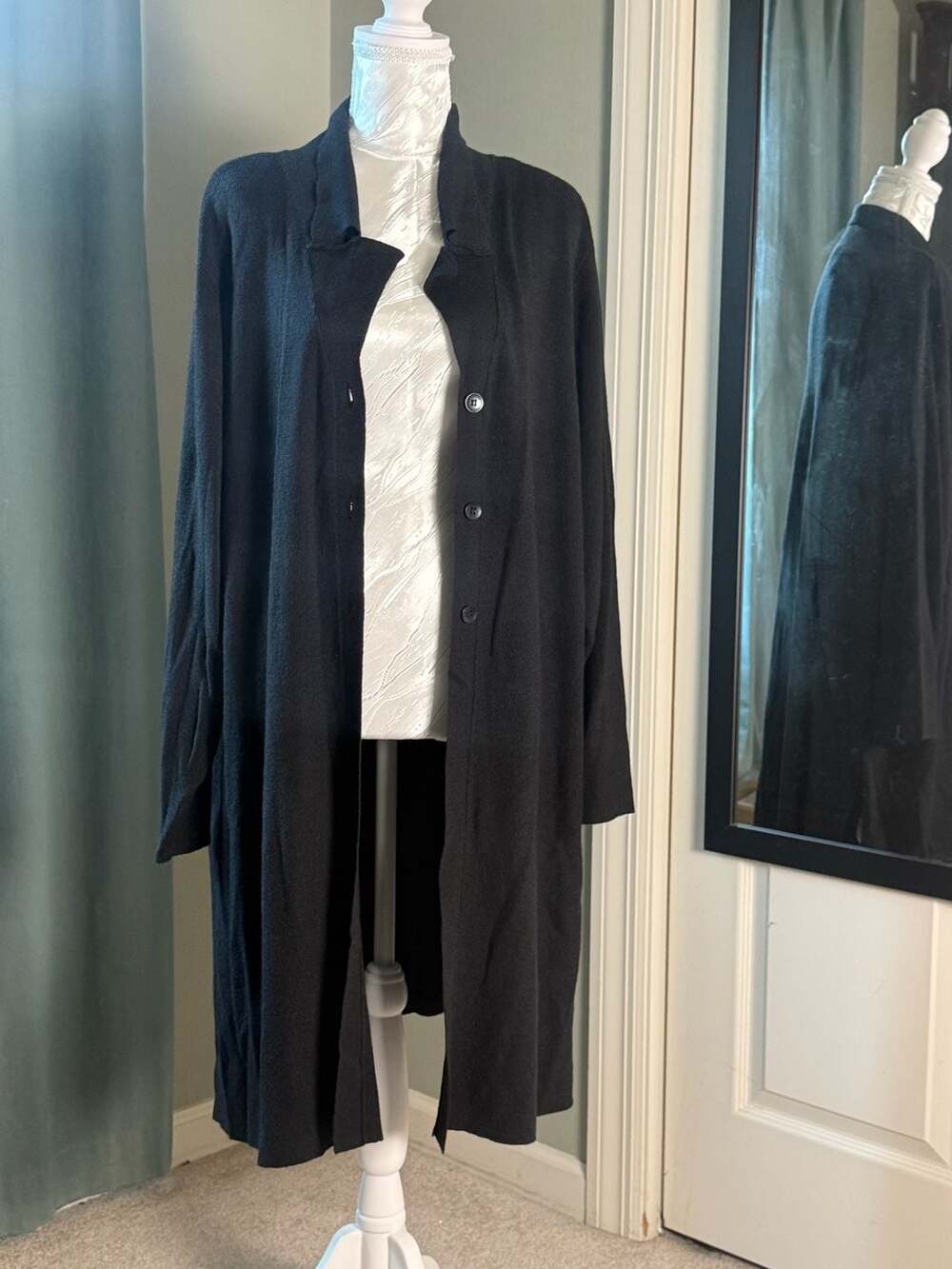Vintage 90s Working Classics Black Duster Cardigan 22/24 Plus Size Minimalist